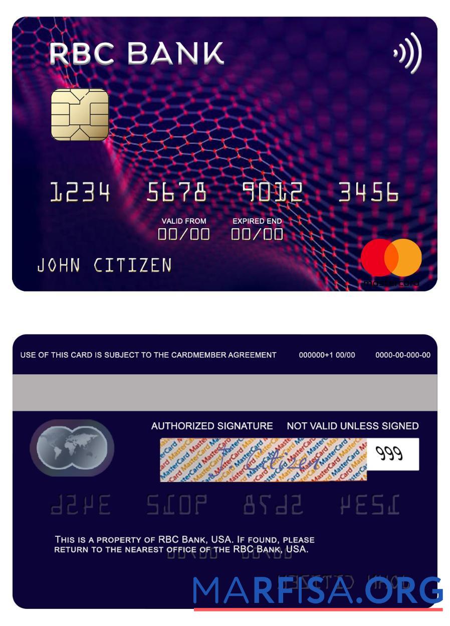 Realistic USA RBC Bank mastercard sample